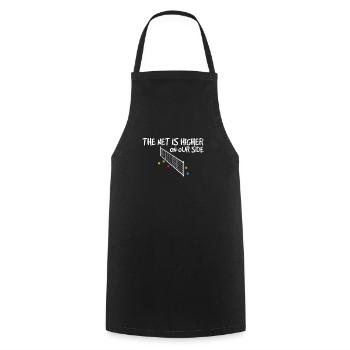 The Net Is Higher On Our Side Funny Pickleball Pla - Cooking Apron - black - Front - AI Model Male 185 dark (185cm)