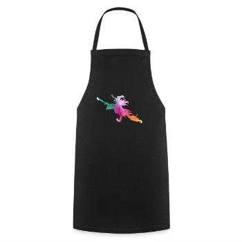 Balai Flying Witch Air Drôle de sorcières d’Halloween - Tablier de cuisine - noir - Devant - AI Model Male 185 dark (185cm)