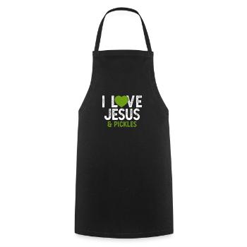 J’aime Jésus Cornichons Drôle Cornichon Amant Citation Jeu de mots - Tablier de cuisine - noir - Devant - AI Model Male 185 dark (185cm)