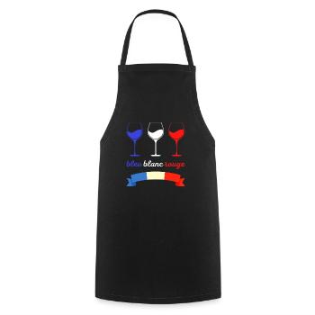 Verres de Vin Français bleu blanc et rouge - Tablier de cuisine - noir - Devant - AI Model Male 185 dark (185cm)