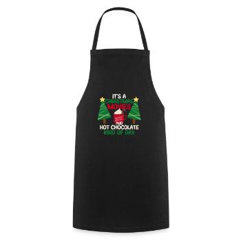C’est un film de Noël et du chocolat chaud - Tablier de cuisine - noir - Devant - AI Model Male 185 dark (185cm)
