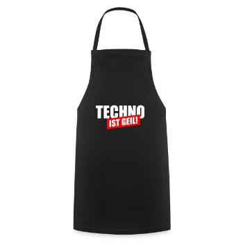 Techno ist geil - Kochschürze - Schwarz - Vorne - AI Model Male 185 dark (185cm)