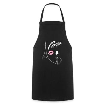 One Line Drawing Mrs. Eiffel Tower Paris Kussmund - Cooking Apron - black - Front - AI Model Male 185 dark (185cm)