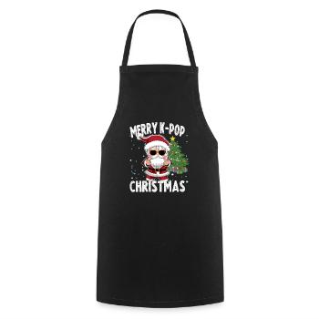 Oppa Santa K-Pop Style Noël - Tablier de cuisine - noir - Devant - AI Model Male 185 dark (185cm)