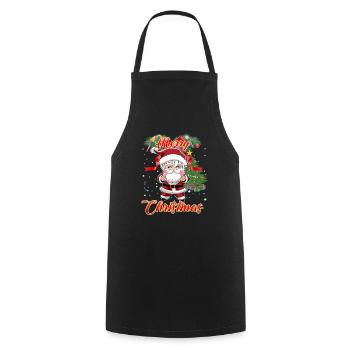 Joyeux Noël K-Pop Style Père Noël - Tablier de cuisine - noir - Devant - AI Model Male 185 dark (185cm)