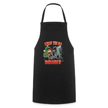 Funny Elf What the Elf Bruh 2022 Christmas Humor - Cooking Apron - black - Front - AI Model Male 185 dark (185cm)