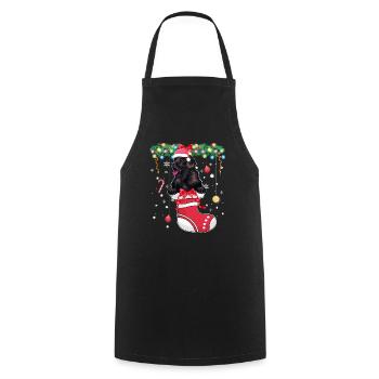 Drôle de Noël - Mignon chien de Terre-Neuve dans la rue Christmas - Tablier de cuisine - noir - Devant - AI Model Male 185 dark (185cm)