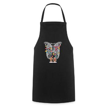 Skeleton Heart Rib Cage X-Ray Gingerbread Christmas - Cooking Apron - black - Front - AI Model Male 185 dark (185cm)