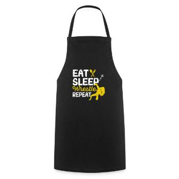 Lutteur sportif de lutte Drôle de nourriture Sommeil - Tablier de cuisine - noir - Devant - AI Model Male 185 dark (185cm)