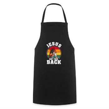 Jesus Has Your Back Christian Wrestler - Cooking Apron - black - Front - AI Model Male 185 dark (185cm)