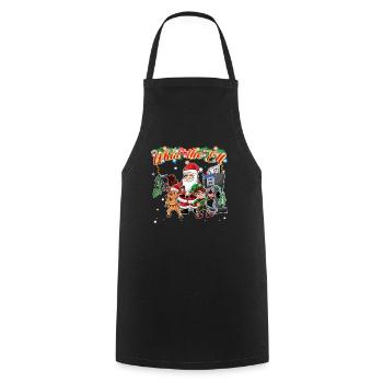 Santa Rudolph and Elf Funny Christmas - Cooking Apron - black - Front - AI Model Male 185 dark (185cm)