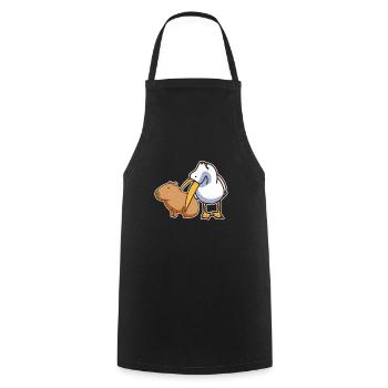 Pelikan versucht, Capybara Funny Cute Kawaii zu essen - Kochschürze - Schwarz - Vorne - AI Model Male 185 dark (185cm)