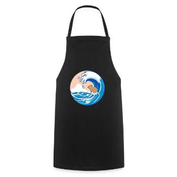 Wave Capybara Surfing Rodent Funny Animal Lover - Cooking Apron - black - Front - AI Model Male 185 dark (185cm)
