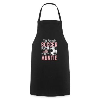 My Favorite Soccer Player Calls Me Auntie Soccer A - Cooking Apron - black - Front - AI Model Male 185 dark (185cm)