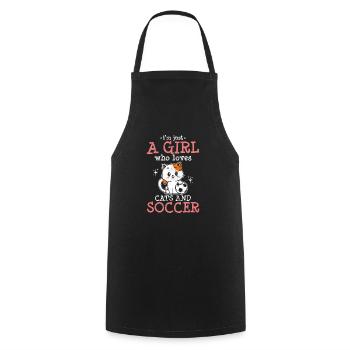 Just A Girl Who Loves Cats And Soccer Fan Soccer L - Cooking Apron - black - Front - AI Model Male 185 dark (185cm)