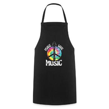 peace love music music is all i need - Cooking Apron - black - Front - AI Model Male 185 dark (185cm)