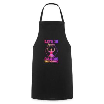 Life is Better With Cardio Drumming Fitness Class - Kochschürze - Schwarz - Vorne - AI Model Male 185 dark (185cm)