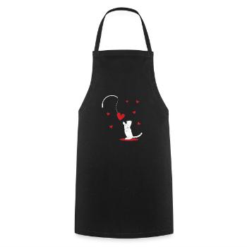 Cat Toys Dear V-Day Cat Lovers - Cooking Apron - black - Front - AI Model Male 185 dark (185cm)
