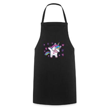 Drôle de débauche Licorne Amants Cœur Valentine - Tablier de cuisine - noir - Devant - AI Model Male 185 dark (185cm)