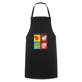 La viande mange la vie - Tablier de cuisine - noir - Devant - AI Model Male 185 dark (185cm)