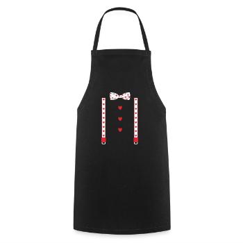 Valentine's Day suspenders and heart bow tie - Cooking Apron - black - Front - AI Model Male 185 dark (185cm)