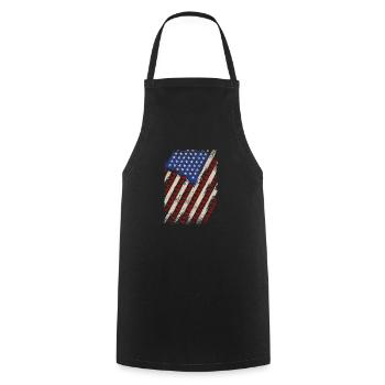 Valentine's Day American Flag Hearts USA Love - Cooking Apron - black - Front - AI Model Male 185 dark (185cm)