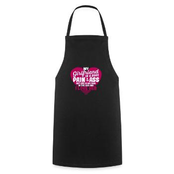 Ma copine est une énorme douleur Valentin - Tablier de cuisine - noir - Devant - AI Model Male 185 dark (185cm)