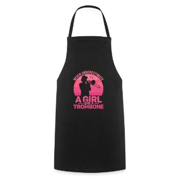Never Underestimate A Girl With A Trombone Trombon - Cooking Apron - black - Front - AI Model Male 185 dark (185cm)