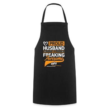 Proud Husband of a Freaking Awesome Wife Holiday - Cooking Apron - black - Front - AI Model Male 185 dark (185cm)