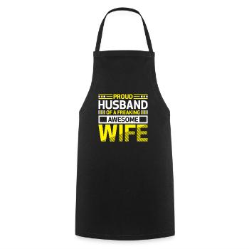 Proud Husband of a Freaking Awesome Wife Belief - Cooking Apron - black - Front - AI Model Male 185 dark (185cm)