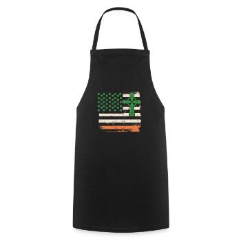 Ireland Clover ST PATRICKS DAY Cross Irish - Cooking Apron - black - Front - AI Model Male 185 dark (185cm)