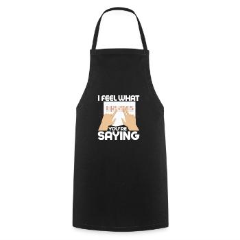 Je sens ce que vous dites Cécité Points braille - Tablier de cuisine - noir - Devant - AI Model Male 185 dark (185cm)