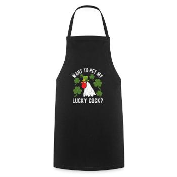 Do you want to stroke my lucky Funny - Cooking Apron - black - Front - AI Model Male 185 dark (185cm)
