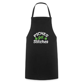 Pinches Get Stitches St Patrick's Day Shamrock Luck - Cooking Apron - black - Front - AI Model Male 185 dark (185cm)