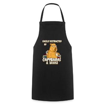 Facilement distrait par Capybaras & Books - Tablier de cuisine - noir - Devant - AI Model Male 185 dark (185cm)