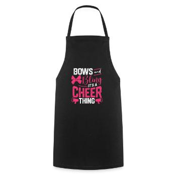 Youth Team Cute Cheerleader Bows and Bling Its - Cooking Apron - black - Front - AI Model Male 185 dark (185cm)