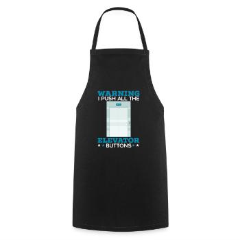 Avertissement J’appuie sur tous les boutons d’ascenseur élévation - Tablier de cuisine - noir - Devant - AI Model Male 185 dark (185cm)