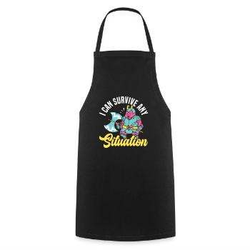 I Can Survive Any Situation Water Bear Tardigrade - Cooking Apron - black - Front - AI Model Male 185 dark (185cm)