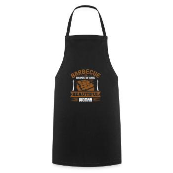 BARBECUE SAUCE IS LIKE BEAUTIFUL WOMAN - Cooking Apron - black - Front - AI Model Male 185 dark (185cm)