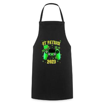 Green St Patrick 2023 Enfants Adulte Gamer - Tablier de cuisine - noir - Devant - AI Model Male 185 dark (185cm)