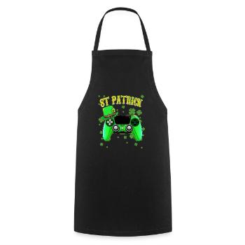 St Patricks Day Lucky Gamer Green Gaming Controlle - Tablier de cuisine - noir - Devant - AI Model Male 185 dark (185cm)