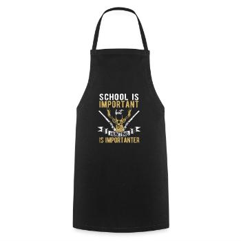 School is important, but hunting is important - Cooking Apron - black - Front - AI Model Male 185 dark (185cm)