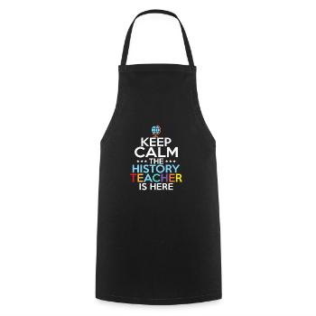 Keep Calm The History Teacher Is Here Professor Ed - Cooking Apron - black - Front - AI Model Male 185 dark (185cm)