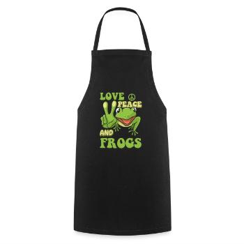 Love peace and Frogs - Kochschürze - Schwarz - Vorne - AI Model Male 185 dark (185cm)