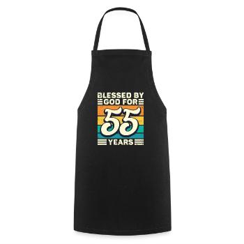 55 années de cadeaux d’anniversaire drôle de dicton - Tablier de cuisine - noir - Devant - AI Model Male 185 dark (185cm)