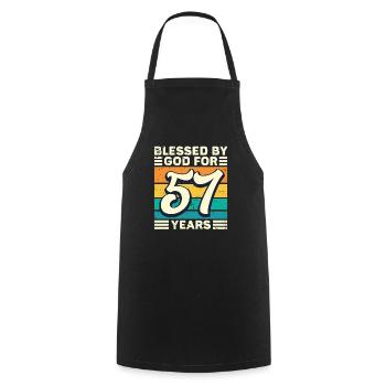 57 années de cadeaux d’anniversaire drôle de dicton - Tablier de cuisine - noir - Devant - AI Model Male 185 dark (185cm)