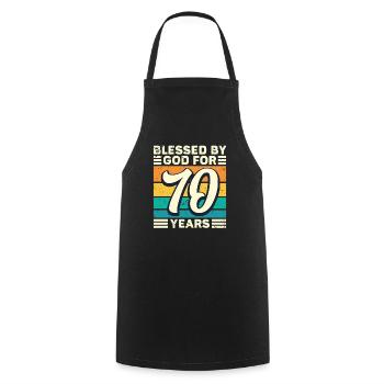 70 Birthday Gift Years Funny Saying - Cooking Apron - black - Front - AI Model Male 185 dark (185cm)