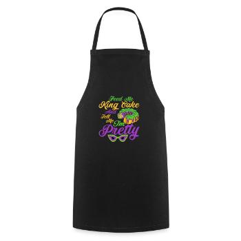 Feed Me King Cake And Tell Me I'm Pretty Mardi Gra - Cooking Apron - black - Front - AI Model Male 185 dark (185cm)