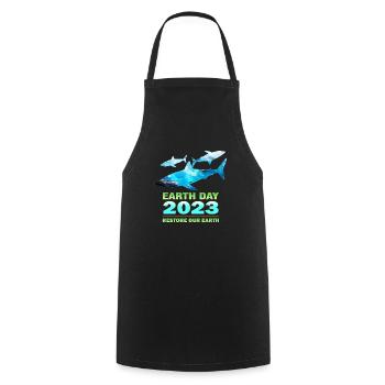 Restore Our Earth: Earth Day 2023 Thema - Kochschürze - Schwarz - Vorne - AI Model Male 185 dark (185cm)
