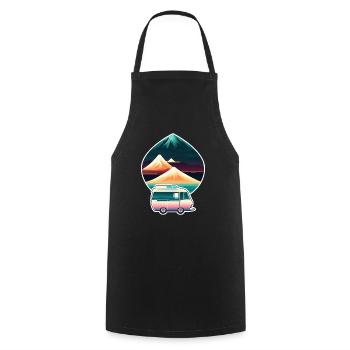 camping car et montagne - nature - Tablier de cuisine - noir - Devant - AI Model Male 185 dark (185cm)